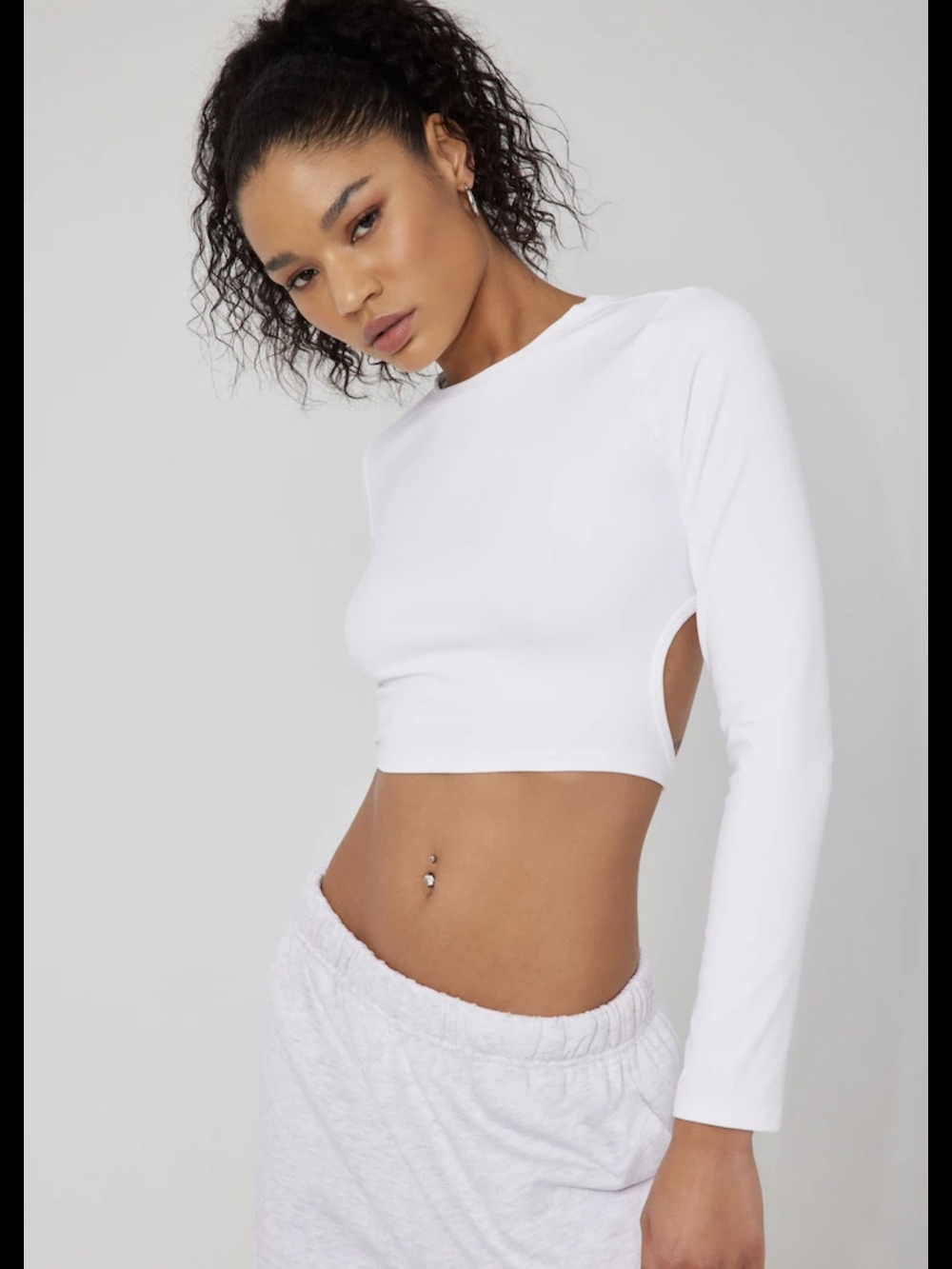 Garage Open Back Cropped Long-Sleeve Top
